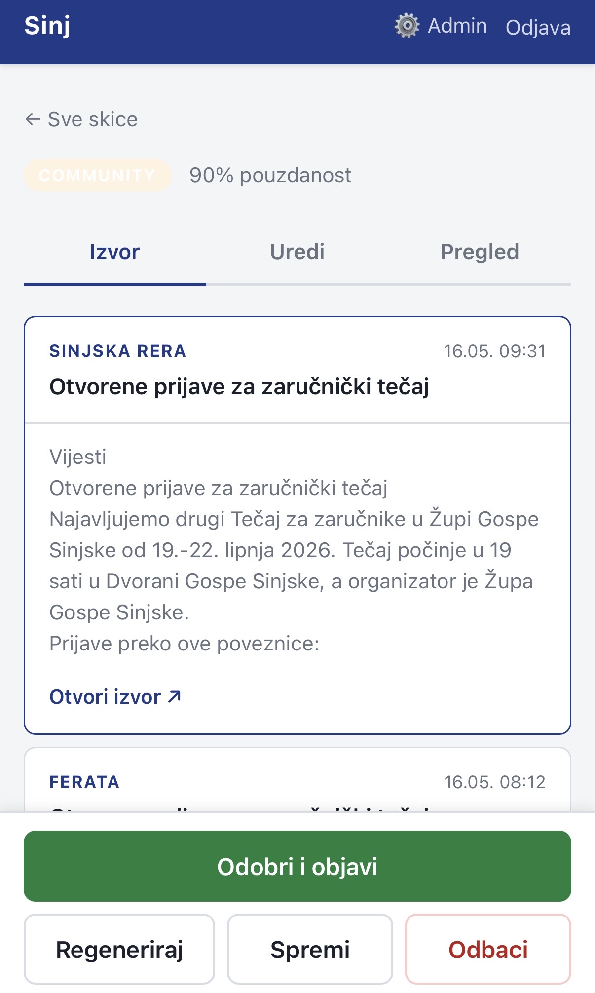 Kartica Izvor s originalnim člancima