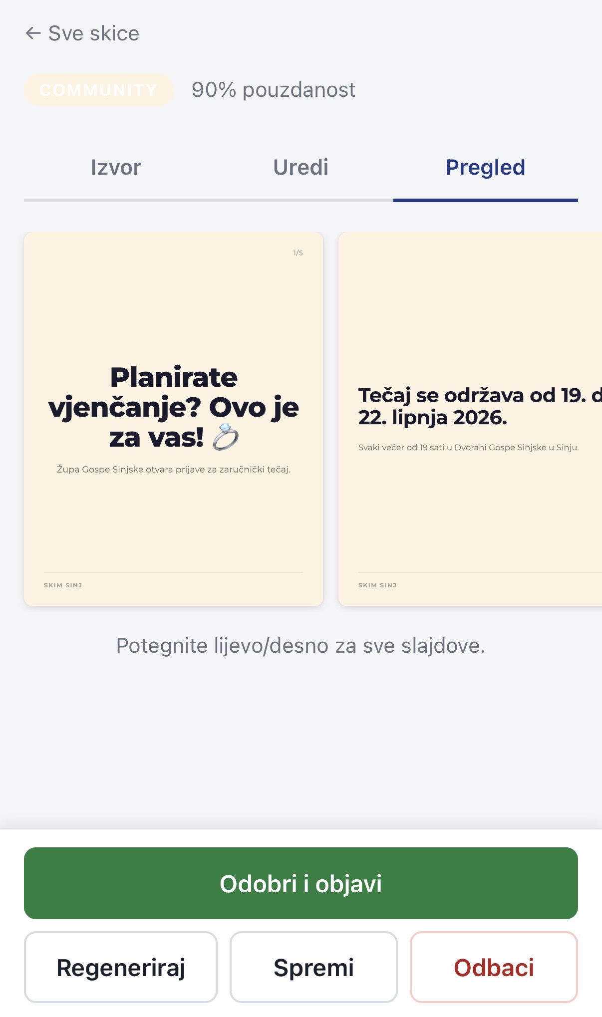 Kartica Pregled koja prikazuje slajd 1